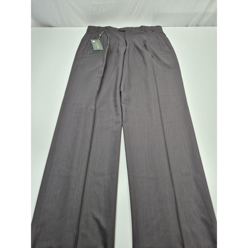 Zanieri Dress Pants Mens 38x36 Gray Wool Pleated Classic Fit Italy NWT Super 100